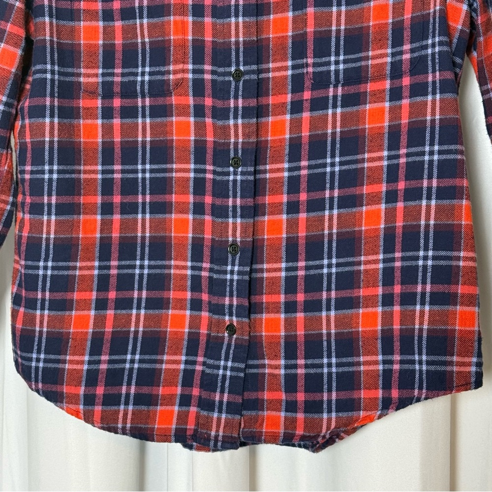 Pact Organic Cotton Plaid Flannel Shirt Womens Medium Blue Red - Picture 6 of 13